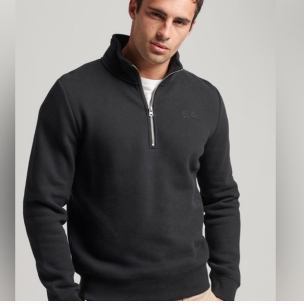 Burberry Brit Men’s Quarter-Zip Pullover Sweater Black 2XL